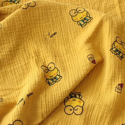 Cartoon Frog Printed Cotton Crepe Fabric