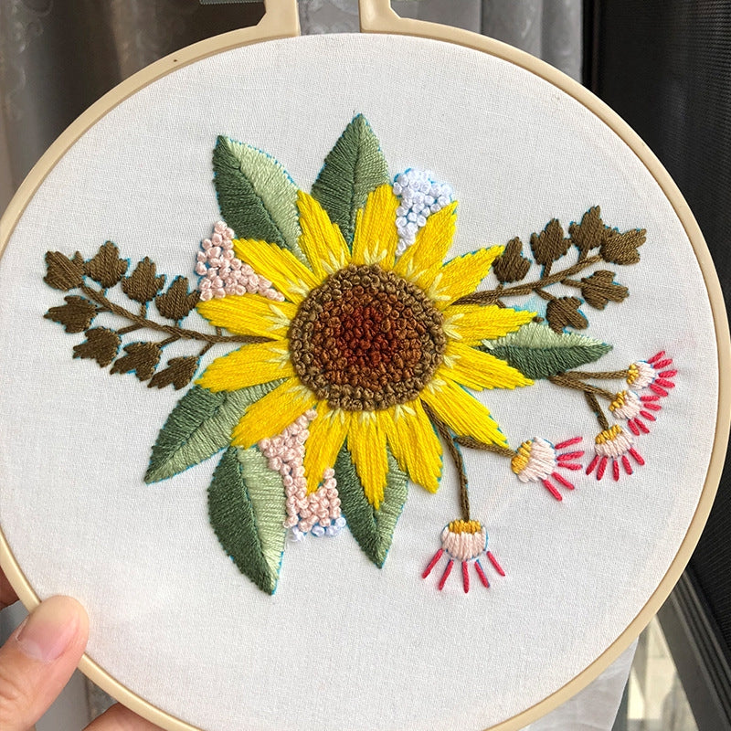 Sun Flower Embroidery DIY Knitting Kit