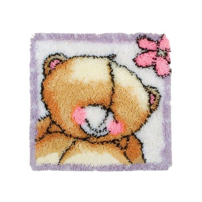 Cute Bear with Flower Latch Hook Pillow Crocheting Kit