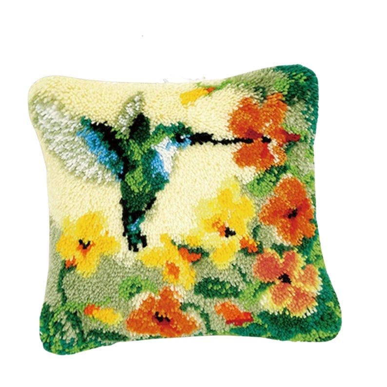 Hummingbird Latch Hook Pillow Crocheting Kit