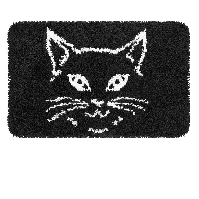 Black Cat Pattern Latch Hook Rug Crocheting Knitting Kit