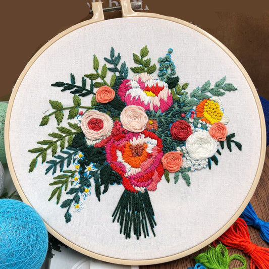 Colorful Bouquet Embroidery DIY Knitting Kit