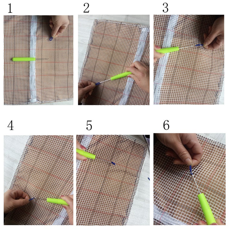 Green and Blue Pattern Latch Hook Pillow Crocheting Kit