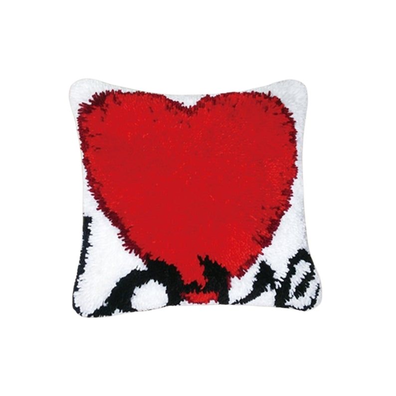 Love Heart Latch Hook Pillow Crocheting Kit