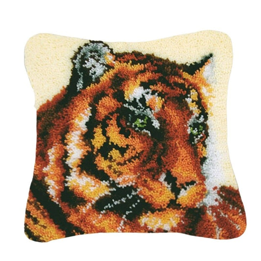 Nice Tiger Latch Hook Pillow Crocheting Kit