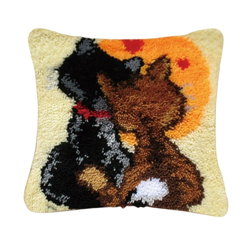 Cute Cats Latch Hook Pillow Crocheting Kit