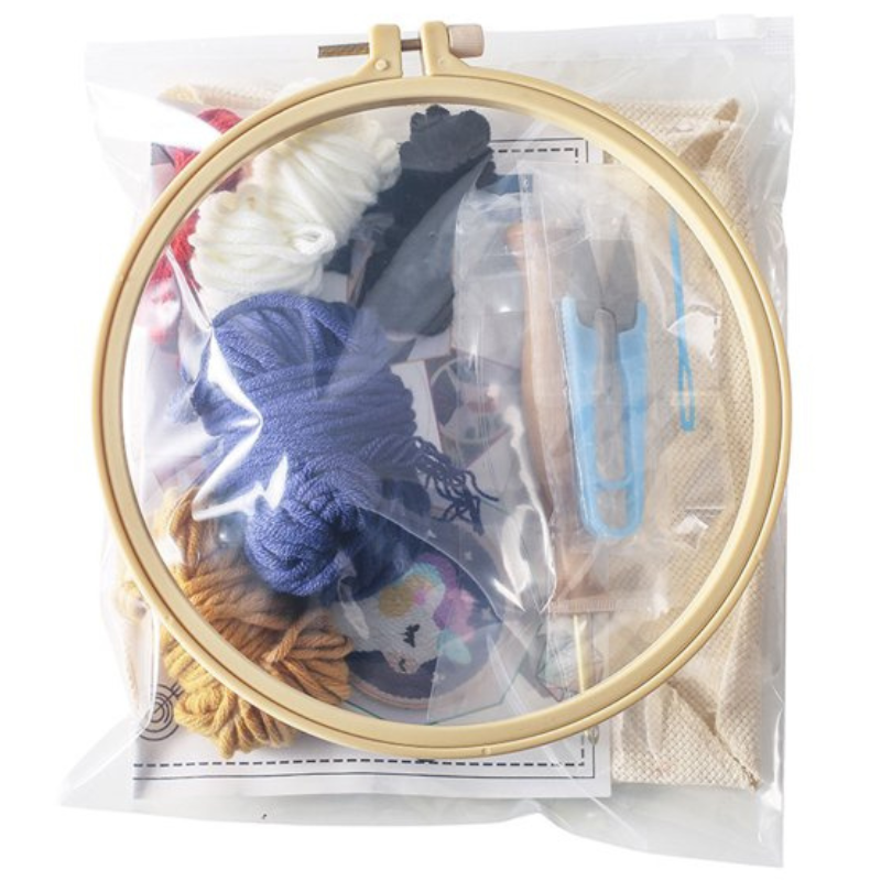 Violet & Blue Flower Embroidery DIY Knitting Kit