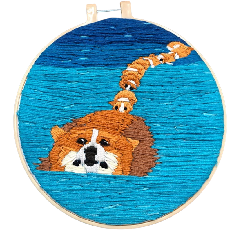 Swimming Dogs Embroidery DIY Knitting Kit