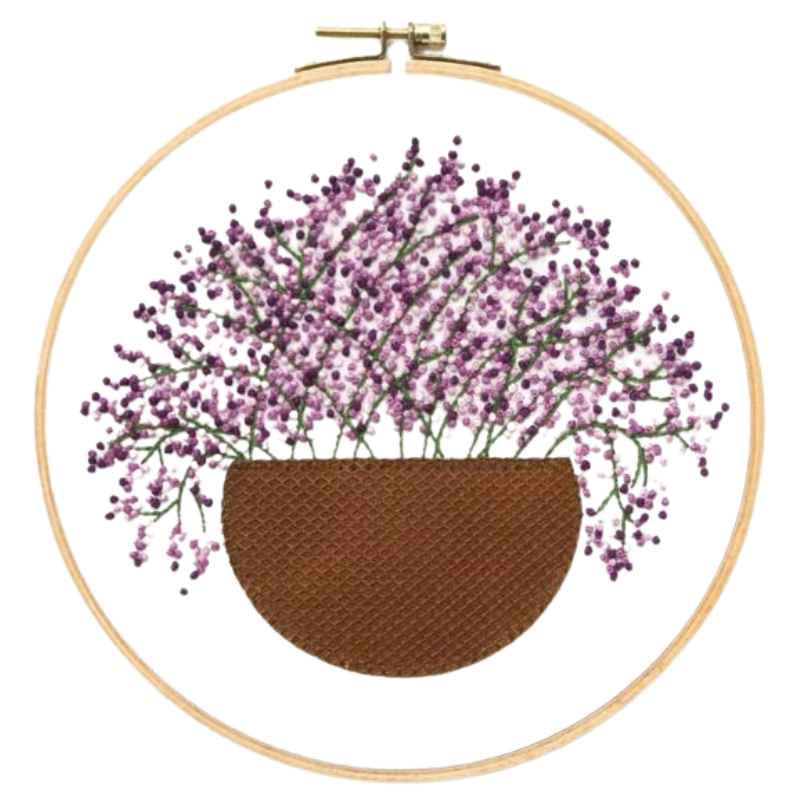 Tiny Purple Flowers Embroidery DIY Knitting Kit