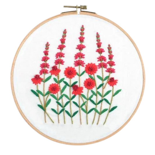 Tiny Red Flowers Embroidery DIY Knitting Kit