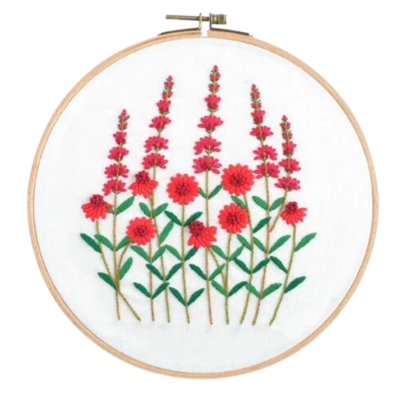 Tiny Red Flowers Embroidery DIY Knitting Kit