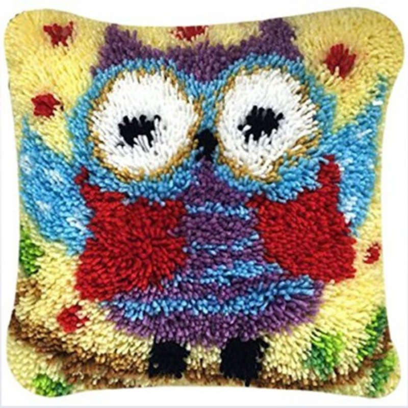 Colorful Owl Latch Hook Pillow Crocheting Knitting Kit