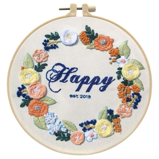 Happy Flowers Embroidery DIY Knitting Kit