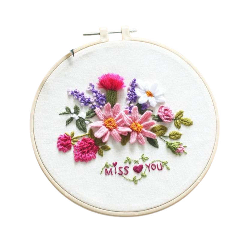 Miss You Flowers Embroidery DIY Knitting Kit