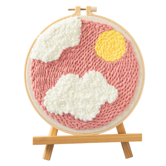 Pink Sky & Cloud Embroidery DIY Knitting Kit