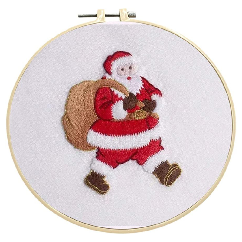 Santa With Gift Bag Embroidery DIY Knitting Kit