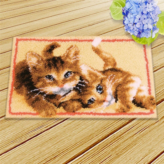 Two Cute Kitten Rug Crocheting Knitting Kit