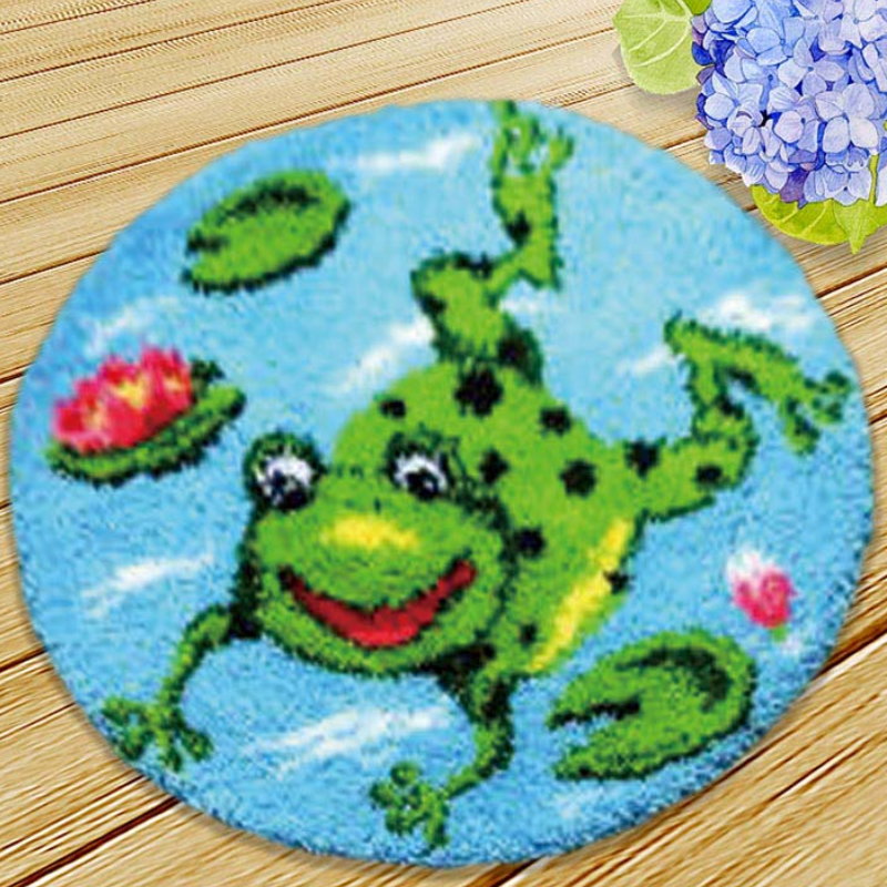 Jumping Frog Latch Hook Rug Crocheting Knitting Kit