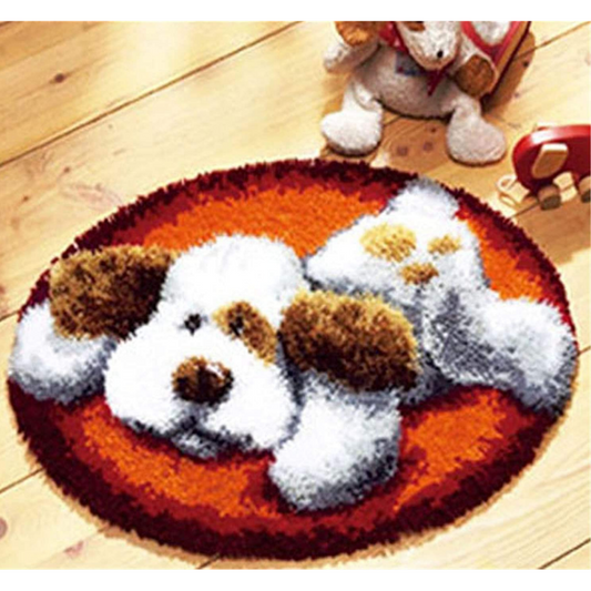 Cute Sleeping Puppy Latch Hook Rug Crocheting Knitting Kit