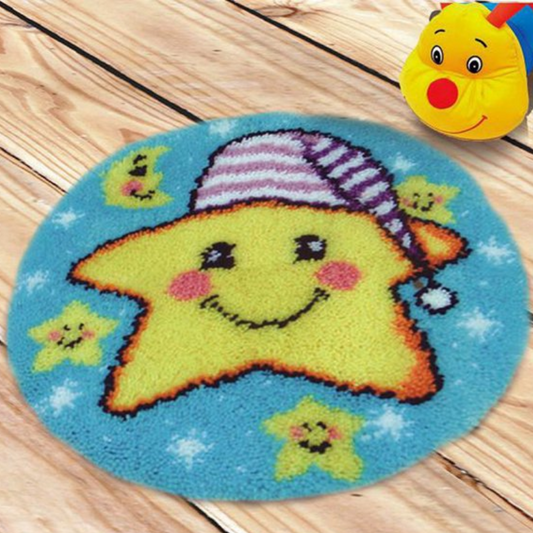 Yellow Stars Latch Hook Rug Crocheting Knitting Kit