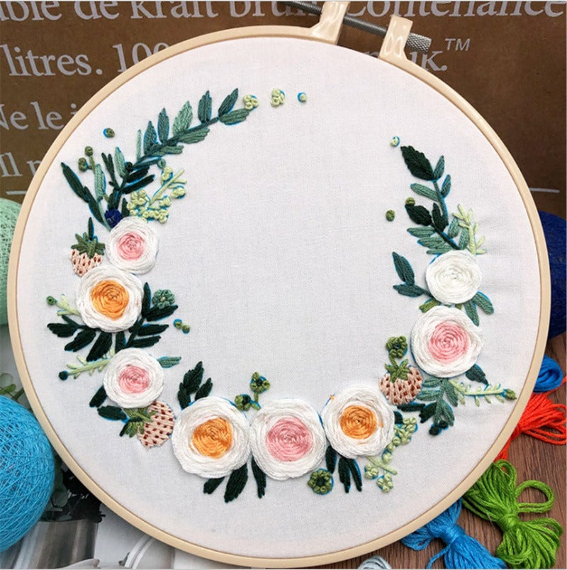 Tiny Flowers Wreath Embroidery DIY Knitting Kit