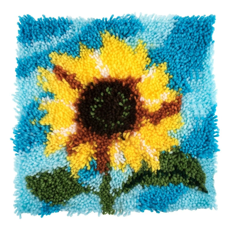 Sunflower With Blue Background Latch Hook Rug Crocheting Knitting Kit