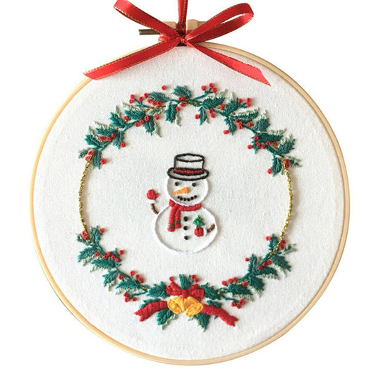 Snowman Flowers Embroidery DIY Knitting Kit