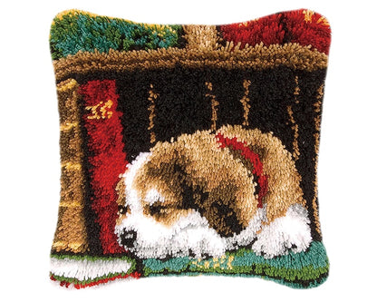 Sleepy Puppy Latch Hook Pillow Crocheting Kit