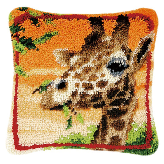 Eating Giraffe Latch Hook Pillow Crocheting Kit