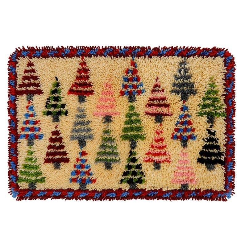 Christmas Trees Latch Hook Rug Crocheting Knitting Kit