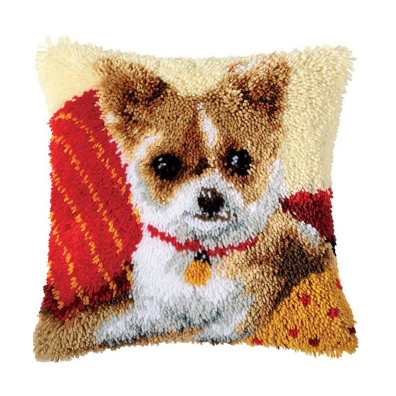 Little Dog Latch Hook Pillow Crocheting Kit