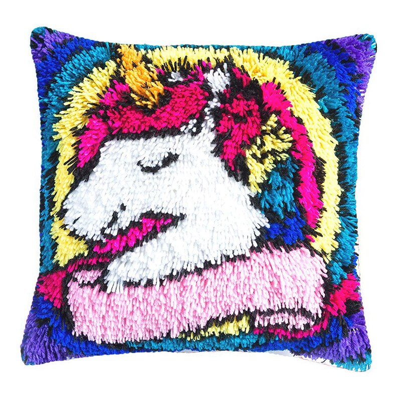 Nice Unicorn Latch Hook Pillow Crocheting Kit