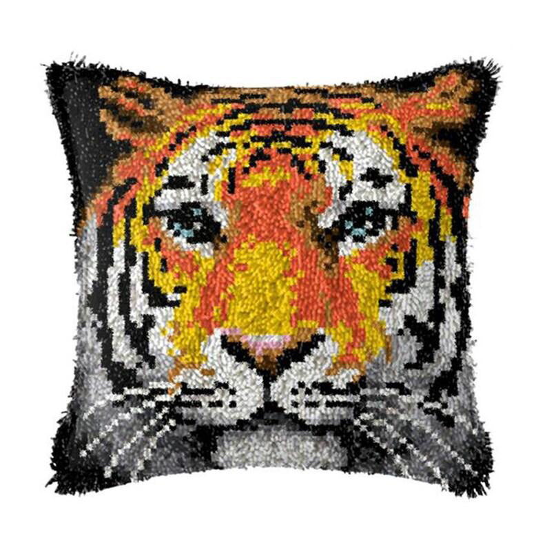 Angry Tiger Latch Hook Pillow Crocheting Knitting Kit