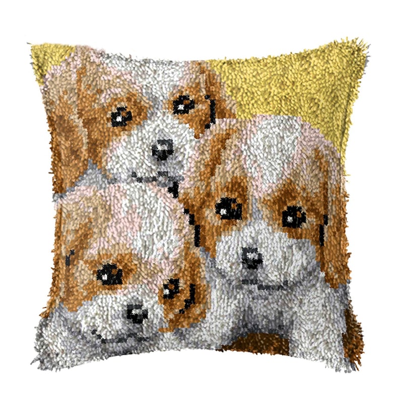 Puppy Litter Latch Hook Pillow Crocheting Kit