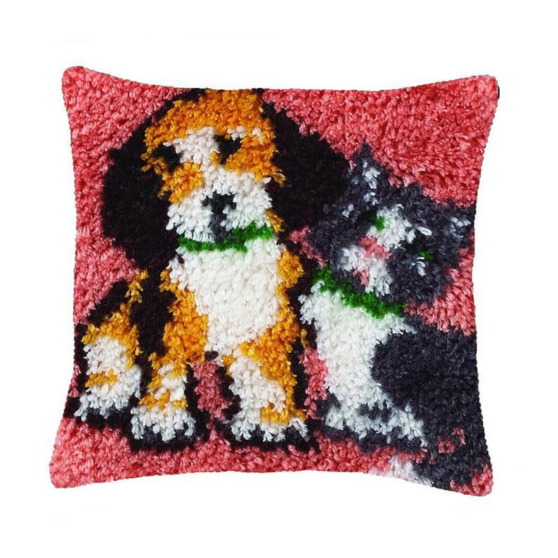 Dog and Cat Latch Hook Pillow Crocheting Kit