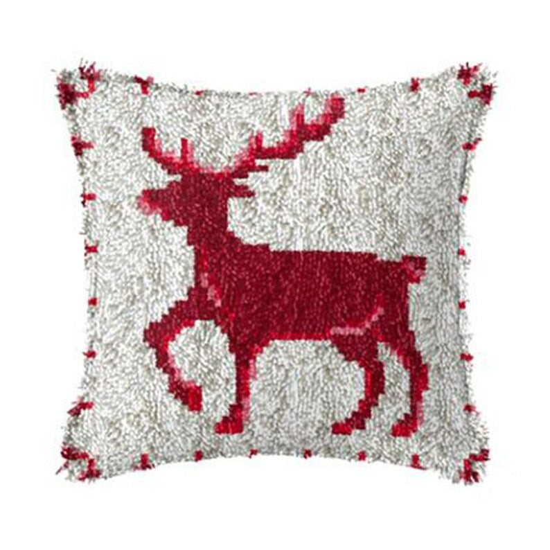 Red Elk Latch Hook Pillow Crocheting Kit