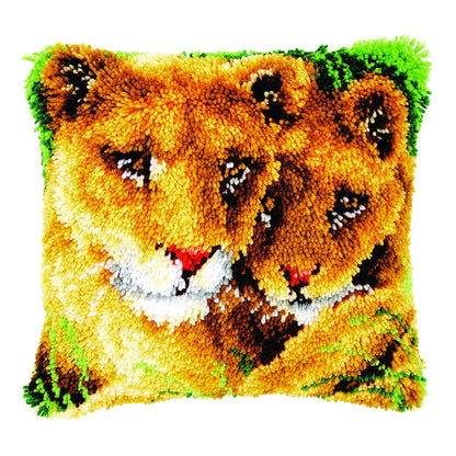 Lions Family Latch Hook Pillow Crocheting Kit