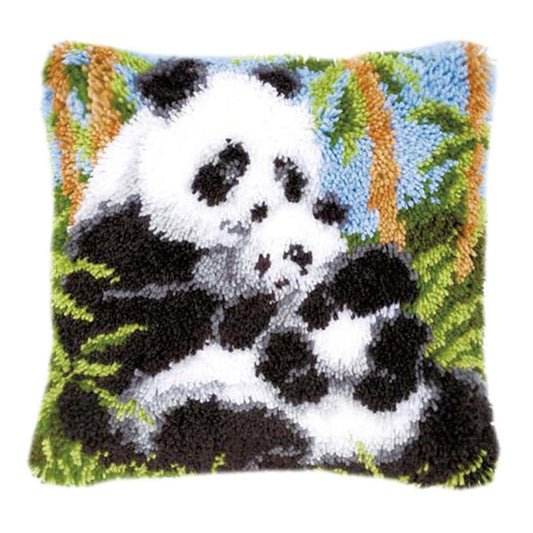 Panda Family Latch Hook Pillow Crocheting Kit