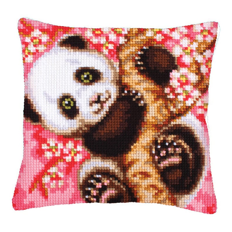 Lovely Panda Latch Hook Pillow Crocheting Kit