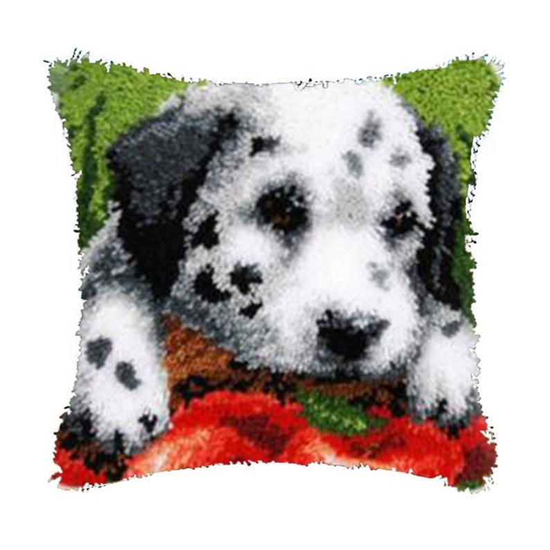 Cute Dalmatian Latch Hook Pillow Crocheting Kit