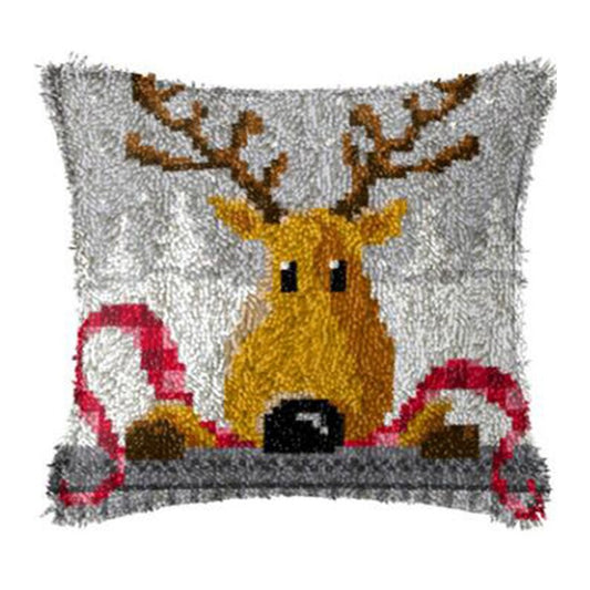 Christmas Elk Latch Hook Pillow Crocheting Kit