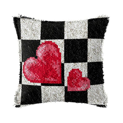 Hearts Latch Hook Pillow Crocheting Kit