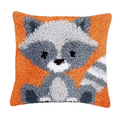 Raccoon Latch Hook Pillow Crocheting Kit