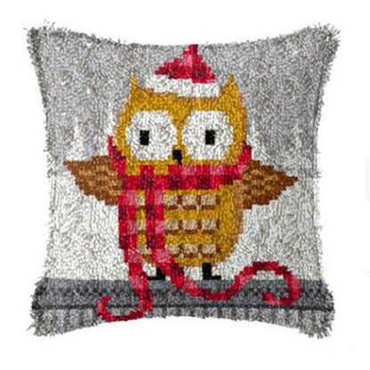 Christmas Owl Latch Hook Pillow Crocheting Kit