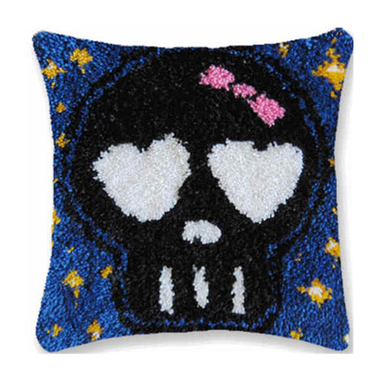 Heart Skull Latch Hook Pillow Crocheting Kit