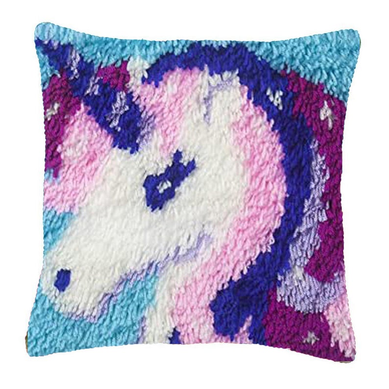 Pink Unicorn Latch Hook Pillow Crocheting Kit