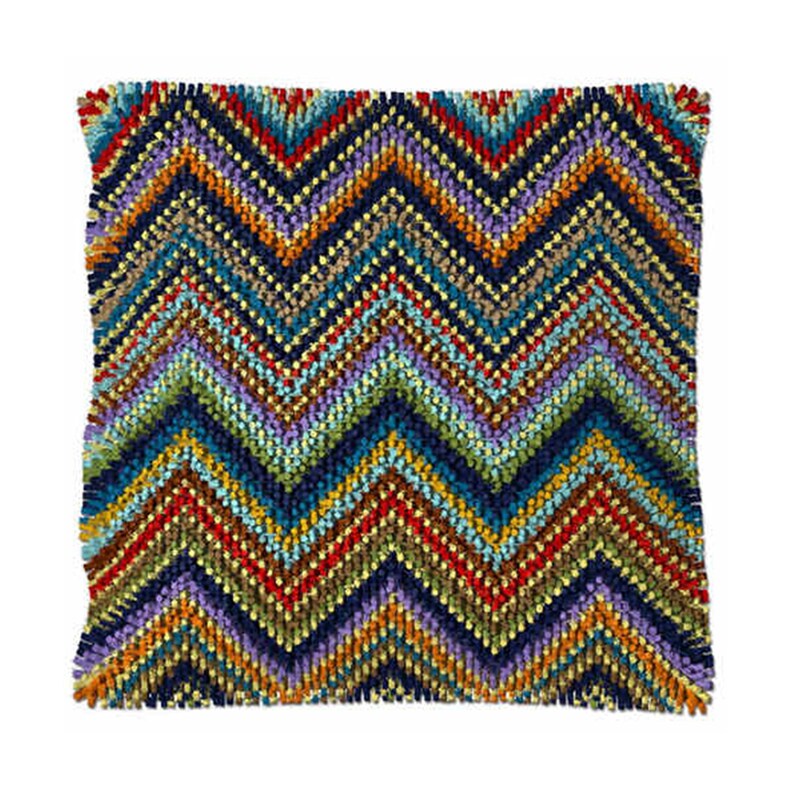 Multicolour Pattern Latch Hook Pillow Crocheting Kit