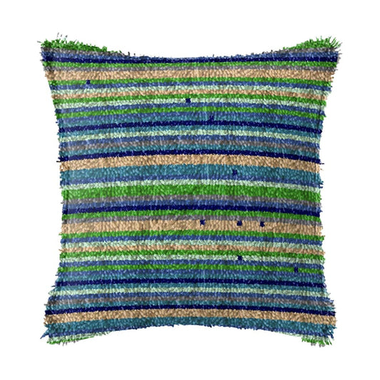 Green and Blue Pattern Latch Hook Pillow Crocheting Kit