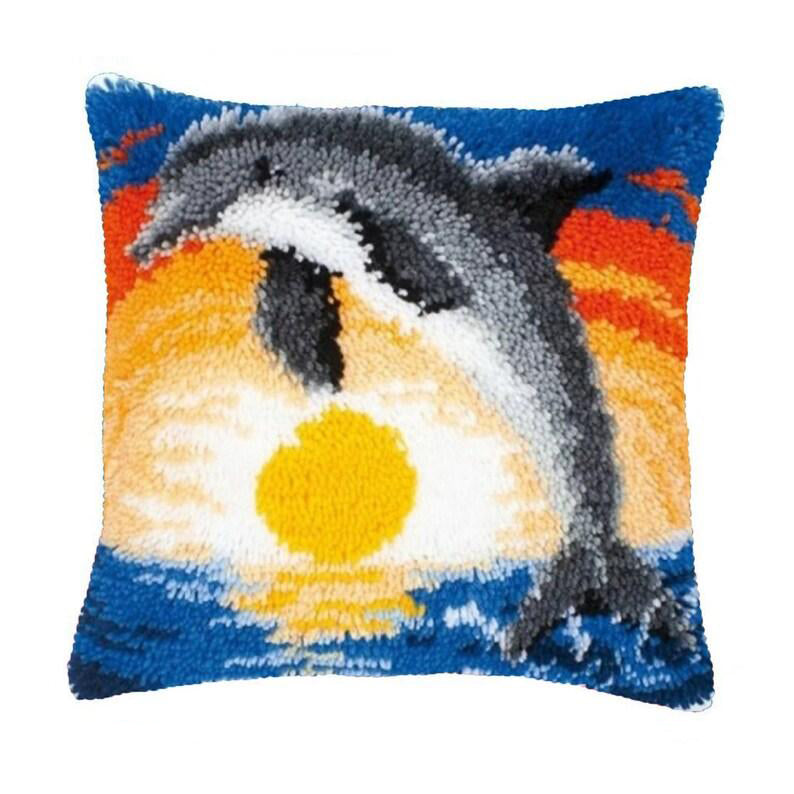 Dolphin with Sun Latch Hook Pillow Crocheting Kit
