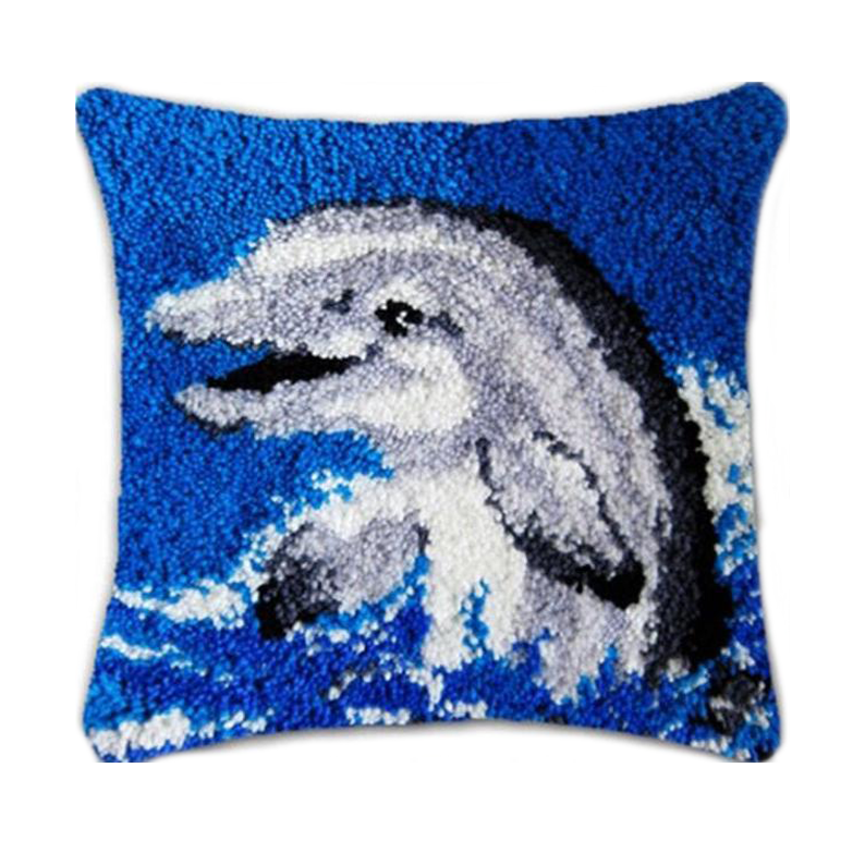 Cute Dolphin Latch Hook Pillow Crocheting Kit